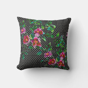 Elegante vintage Wasserfarbe rosa Rosen Punkte Kissen
