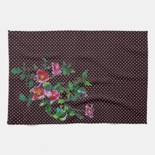 Elegante vintage Wasserfarbe rosa Rosen Punkte Küchentuch