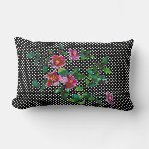 Elegante vintage Wasserfarbe rosa Rosen Punkte Lendenkissen