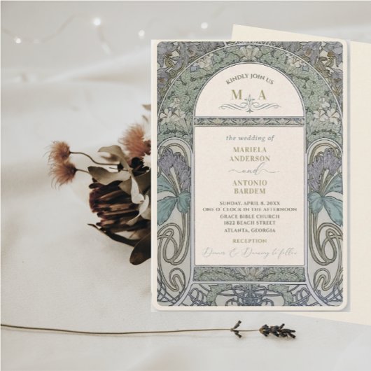 Elegante Vintage Wasserfarben Hochzeitsblumen Einladung