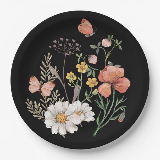 Elegante Vintage Wasserfarben Pappteller (Vorderseite)