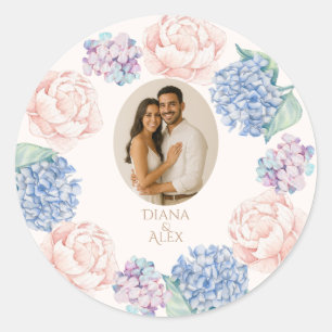 Elegante Vintage Wasserfarben-Peonies Hochzeiten Runder Aufkleber