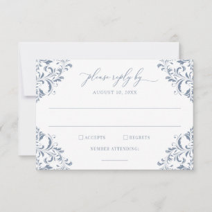 Elegante Vintage Wedding Dusty Blue Antique RSVP Karte