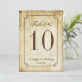 Elegante Vintage Wedding Tischnummer Cards (Stehend Vorderseite)