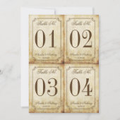 Elegante Vintage Wedding Tischnummern x 4 (Vorderseite)