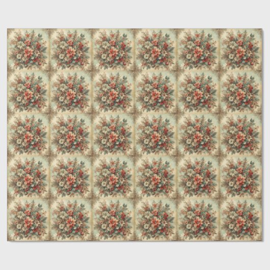 Elegante Vintage Weihnachten Blume Geschenkpapier (Flach)