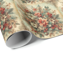 Elegante Vintage Weihnachten Blume Geschenkpapier