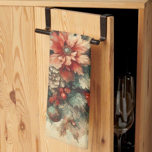 Elegante Vintage Weihnachten Blume Geschirrtuch (Drittel gefaltet)