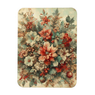 Elegante Vintage Weihnachten Blume Magnet