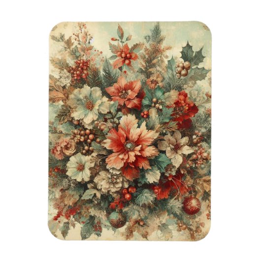 Elegante Vintage Weihnachten Blume Magnet (Vertikal)