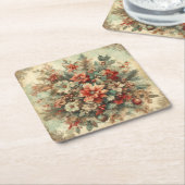 Elegante Vintage Weihnachten Blume Rechteckiger Pappuntersetzer (angewinkelt)