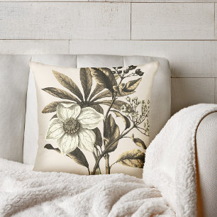 Elegante Vintage Weihnachten Rose Beige Flora Kissen