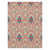 Elegante Vintage Weihnachts-Ornament Rote Aquamari Tischdecke (Vorderseite)