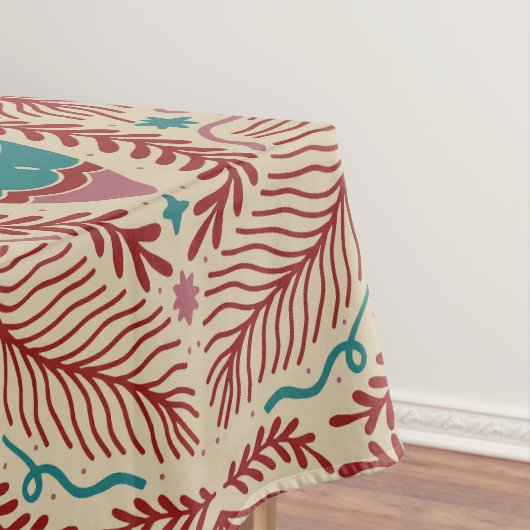 Elegante Vintage Weihnachts-Ornament Rote Aquamari Tischdecke (Beispiel)