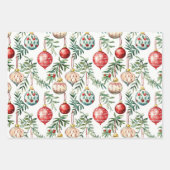 Elegante Vintage Weihnachts-Ornamente Geschenkpapier Set (Vorderseite 2)
