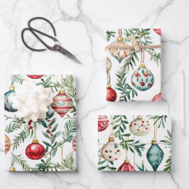 Elegante Vintage Weihnachts-Ornamente Geschenkpapier Set