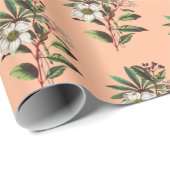 Elegante Vintage Weihnachts-Rose Peach Orange Geschenkpapier (Rolleneckpunkt)