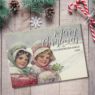 Elegante Vintage Weihnachts-Winterlandschaft Feiertagskarte