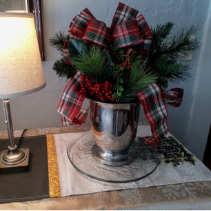 Elegante Vintage Weihnachtsbaum mit Schneeflocken Kurzer Tischläufer