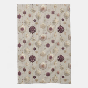 Elegante Vintage-Weihnachtsdekoration Pflaume Gold Geschirrtuch