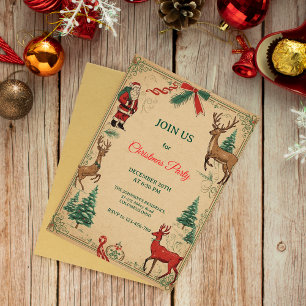 Elegante Vintage-Weihnachtsfeier Einladung