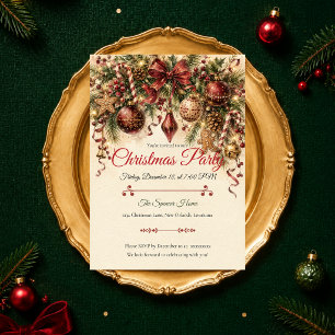 Elegante Vintage-Weihnachtsfeier Einladung