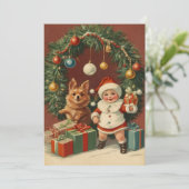 Elegante Vintage Weihnachtsfeier Feiertagskarte (Stehend Vorderseite)