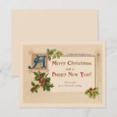 Elegante Vintage Weihnachtskarte Feiertagskarte (Vorne/Hinten)