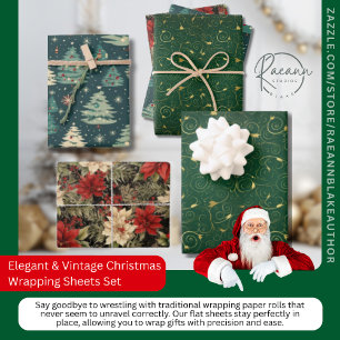 Elegante & Vintage Weihnachtspapier Set Geschenkpapier Set