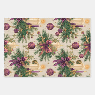 Elegante Vintage-Weihnachtspapiere Geschenkpapier Set