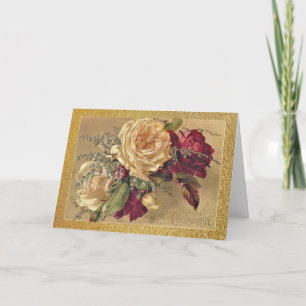 Elegante Vintage-Weihnachtsrosen-Feiertagskarte Feiertagskarte