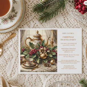 Elegante Vintage-Weihnachtstee-Party Einladung