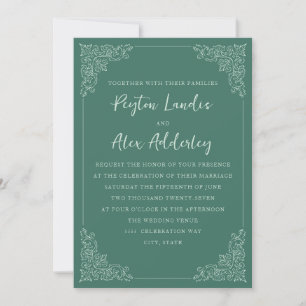 Elegante Vintage, weiße Hochzeit Einladung