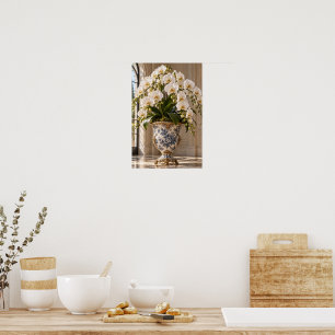 Elegante Vintage Weiße Orchideen-Blumen-Wandkunst Poster
