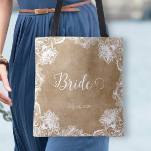 Elegante Vintage Weiße Umrandete Florale Hochzeits Tasche