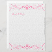 Elegante Vintage, weiße und rosa Blumenspitze Briefbogen (Vorne/Hinten)