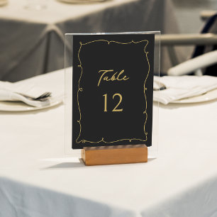 Elegante Vintage Whimsical Black and Gold Wedding Tischnummer