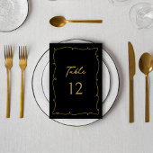 Elegante Vintage Whimsical Black and Gold Wedding Tischnummer