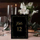 Elegante Vintage Whimsical Black and Gold Wedding Tischnummer