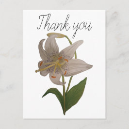 Elegante Vintage White Lily Blume Vielen Dank Postkarte