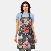 Elegante Vintage Wildblume Navy Blue Floral Schürze (Getragen)