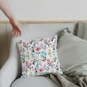 Elegante Vintage Wildblumen Blumenmuster Kissen