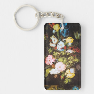 Elegante Vintage-Wildblumen-Kunstwerke Schlüsselanhänger