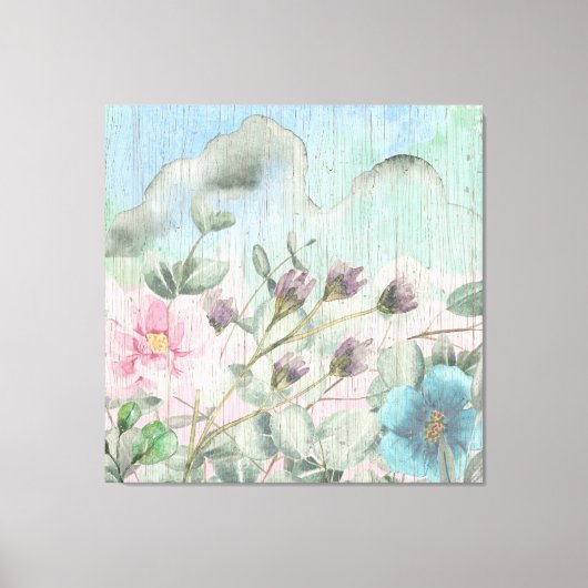 Elegante Vintage Wildblumen Leinwanddruck (Vorderseite)