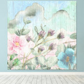 Elegante Vintage Wildblumen Leinwanddruck (Insitu (Holzboden))