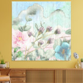 Elegante Vintage Wildblumen Leinwanddruck (Insitu (Wohnzimmer))