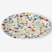 Elegante Vintage-Wildblumen Pappteller (Schrägansicht)