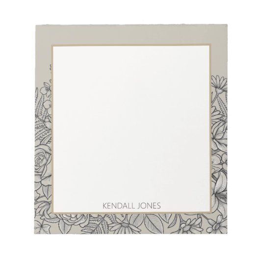 Elegante Vintage-Wildblumen-Personalized Notizblock (Vorderseite)
