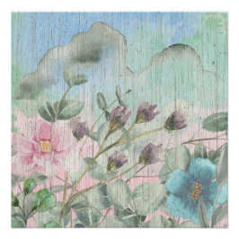 Elegante Vintage Wildblumen Poster