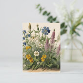 Elegante Vintage Wildblumen Postkarte (Stehend Vorderseite)